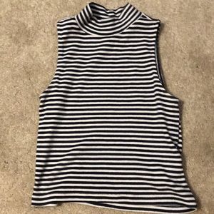 striped turtle neck crop top